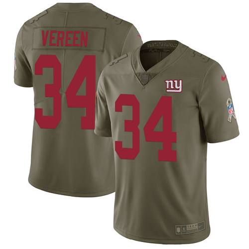 Nike Giants #34 Shane Vereen Olive Men's Stitched NFL Limited Salute to Service Jersey